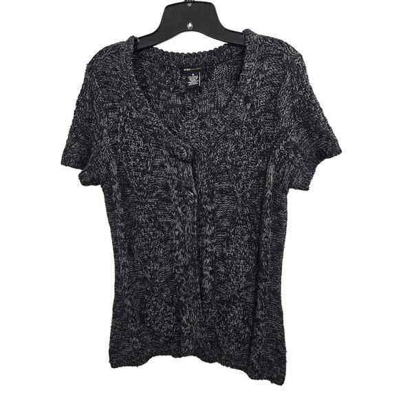 BCBGMaxAzria Short sleeve Knit Button Up Grey Cardigan Size Medium - Picture 1 of 7